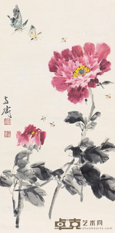 王雪涛 牡丹图 67.5×32.5cm