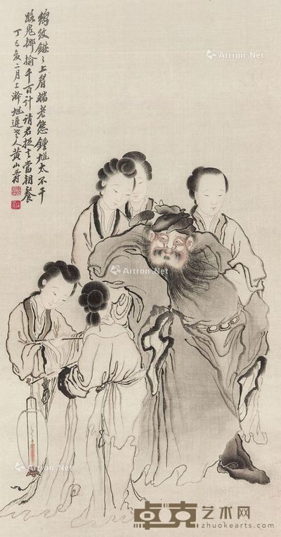 黄山寿 钟馗夜游图 93×44.5cm