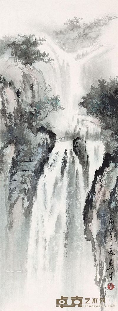黄磊生 飞瀑图 73×28cm
