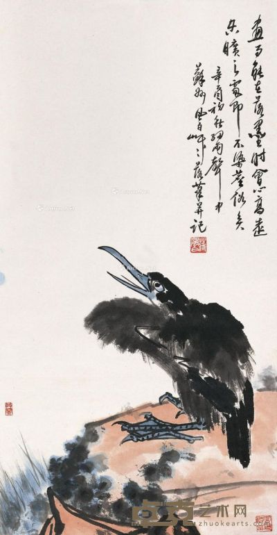 蒋凤白 鹰石图 96×51cm