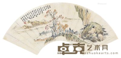 陈半丁 秋林江上 15×45.5cm