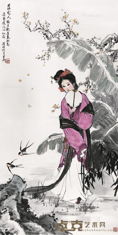 陈谋 落花人独立 137×69cm