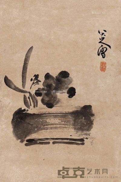 八大山人 （款）    花卉 立轴 水墨纸本 33×22.5cm