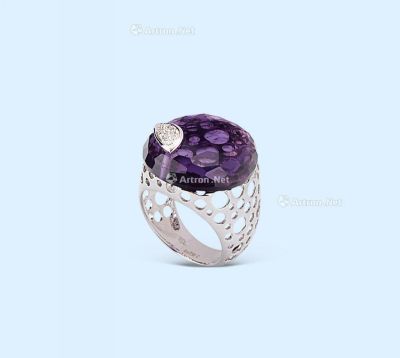 意大利紫晶镶钻戒指