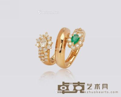 钻石祖母绿蛇形戒指 --