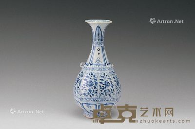 元代 青花八棱玉壶春瓶 高28.7cm