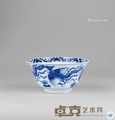 清康熙 青花凤纹碗 直径18cm；高9.2cm
