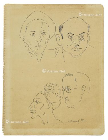 1928年作 四张脸 墨 纸