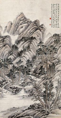 沈塘 山水 立轴 设色纸本