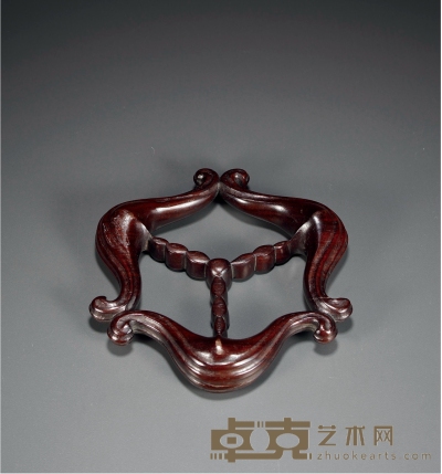 清·红木连珠纹座 直径：16cm