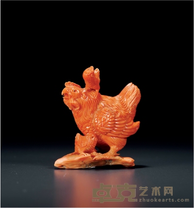 珊瑚雕大吉摆件 高：6.8cm 重：92g