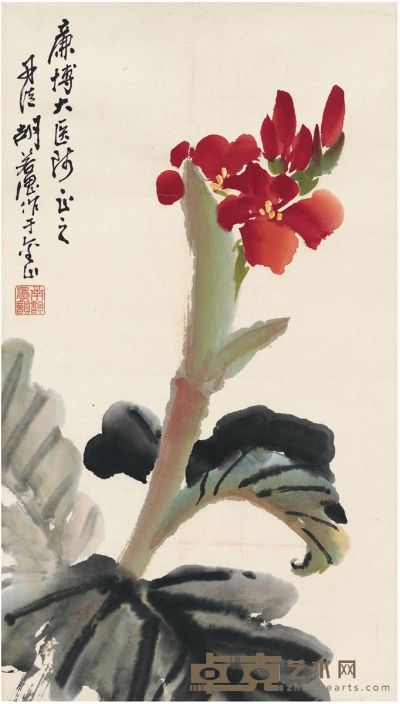 胡若思 花卉图 67.5×38.5cm