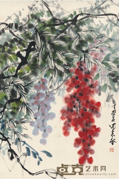 沈柔坚 盛夏紫藤图 68.5×46cm