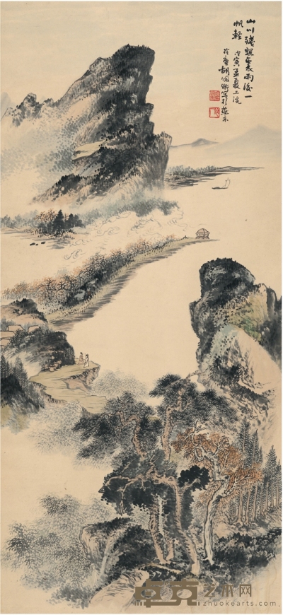 胡佩衡 山川雨霁图 134.5×62cm