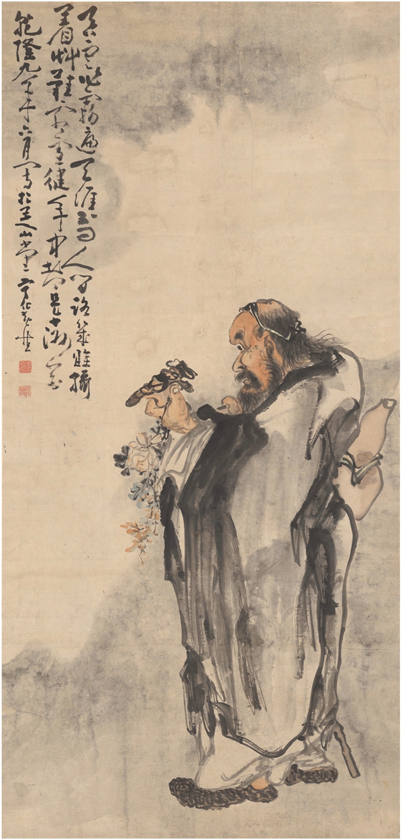 黄慎 行者拈花图