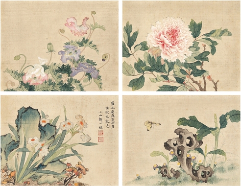 邹一桂 花卉虫石册