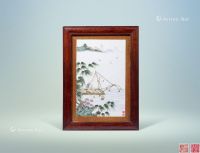清十九世纪 粉彩渔家乐图瓷板
