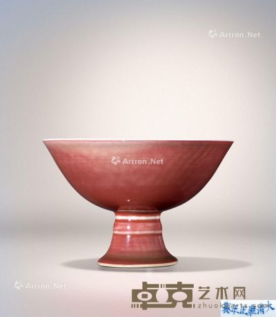 清雍正 霁红釉高足碗 直径18.2cm