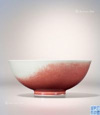 清乾隆 红釉碗