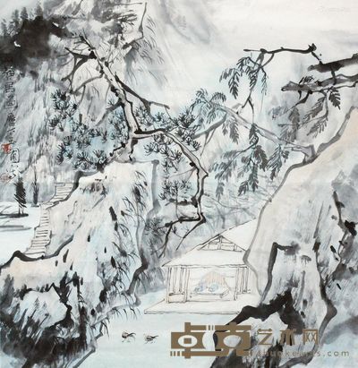 陈玉圃 山静居图 68×68cm