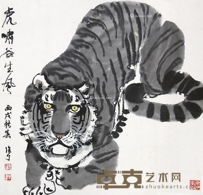 陈作丁 虎啸谷生风 68×68cm