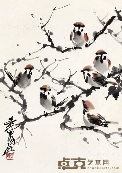 黄胄 麻雀图 45.5×32cm