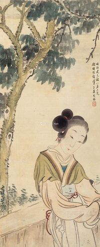 包栋 桐荫仕女