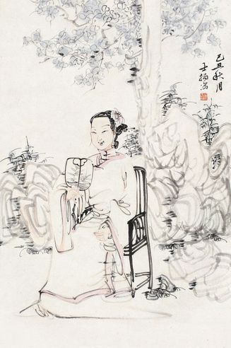 何士扬 纨扇仕女