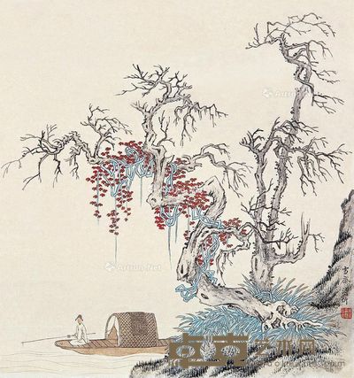 傅伒 垂钓 32×30cm
