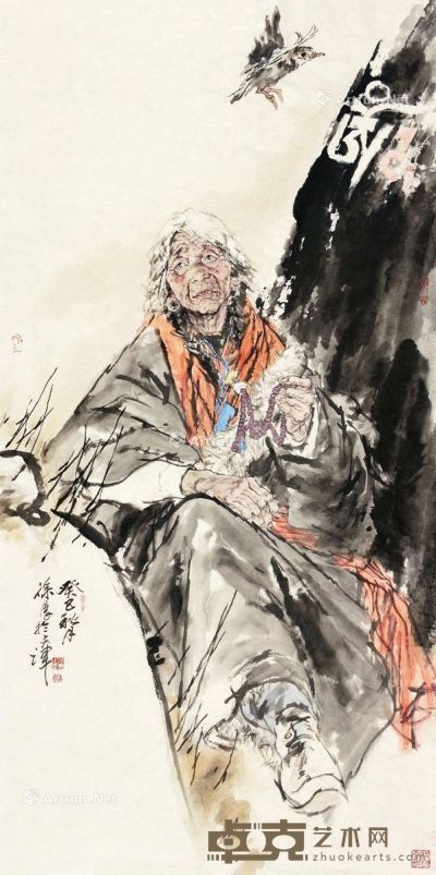 徐展 藏族人物 136×69cm