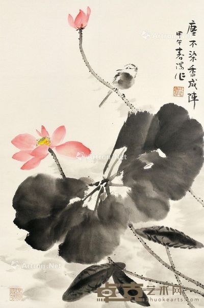 霍春阳 荷花小鸟 70×46cm