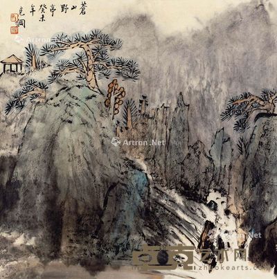 孙克纲 苍山野亭 34×34cm
