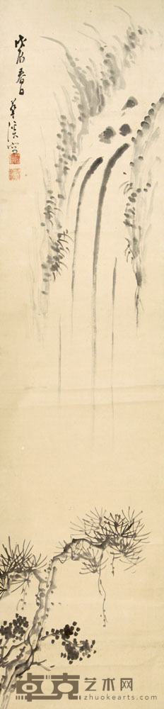 民国山水画 136×33cm