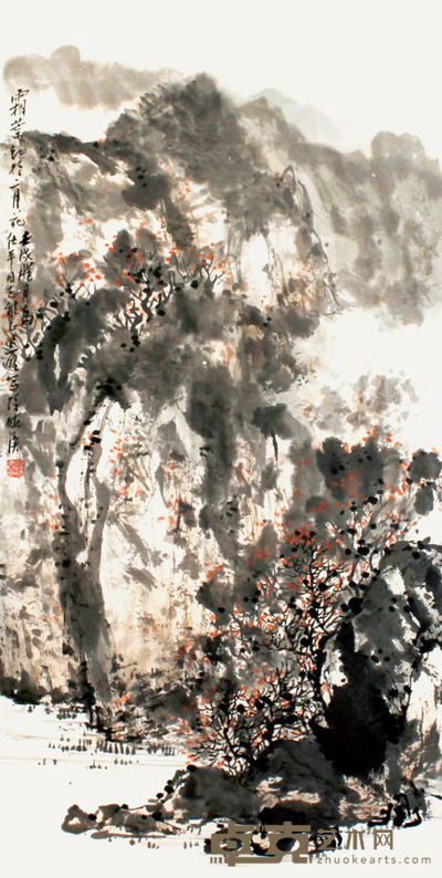 迟明 山水 72×36cm