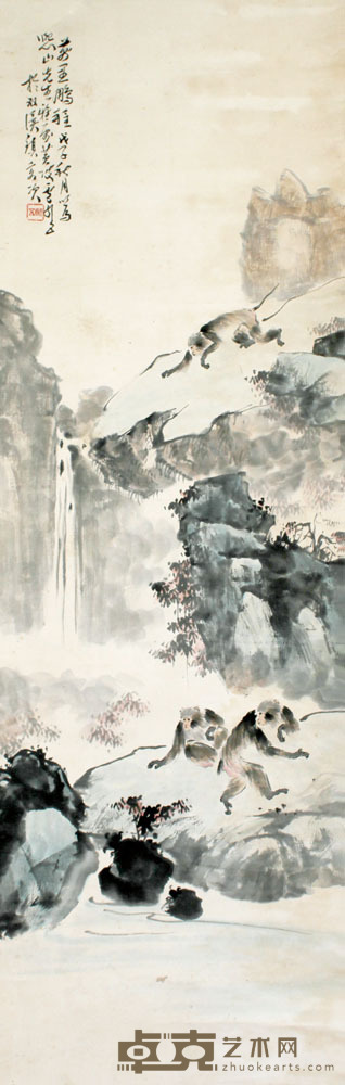 卢列五 山水 120×37cm