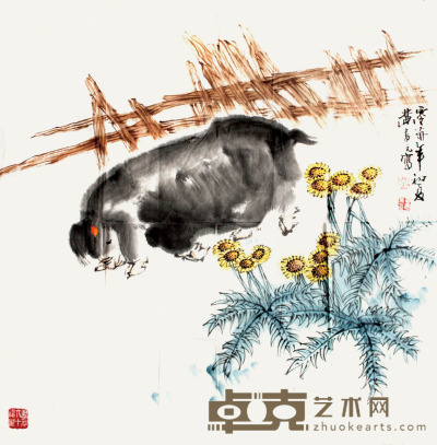 黄书元 花鸟 68×68cm