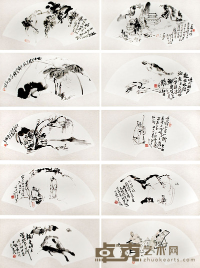 鲍黎建 扇面 60×28cm×10