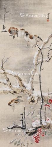陈之佛 寒雪鸣雀