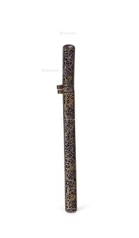17-18世纪 铁剪金镂雕龙纹笔筒
