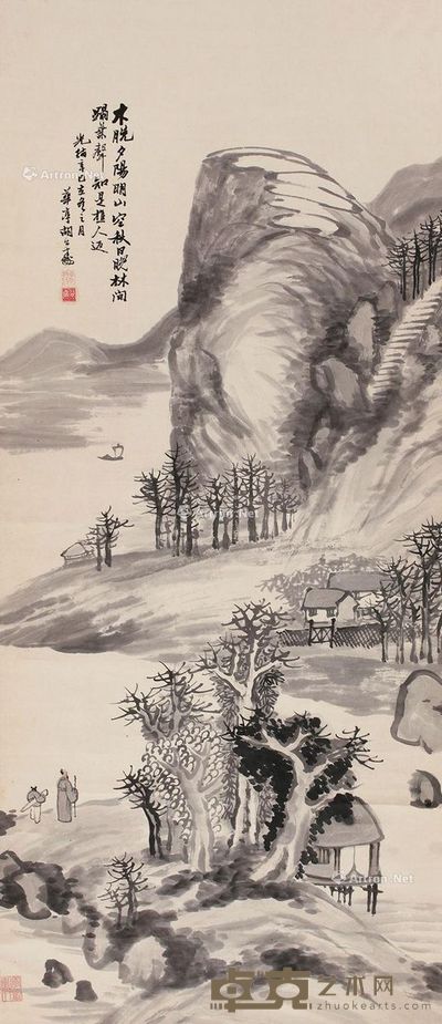 胡公寿 山水 135×58cm