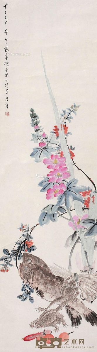 陈康侯 花卉 114×31cm
