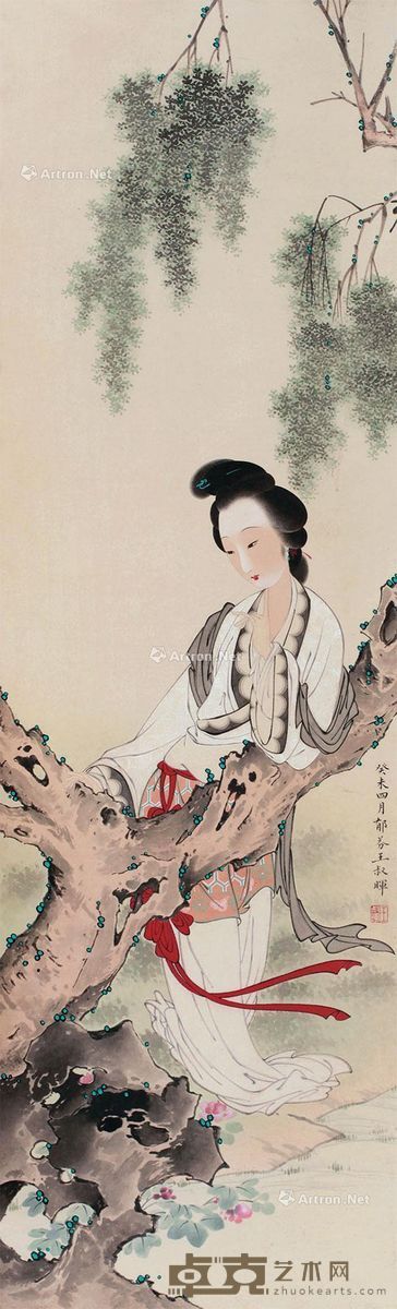 王叔晖 仕女 103×32cm