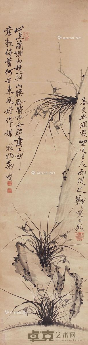 郑板桥 花卉 178×46cm