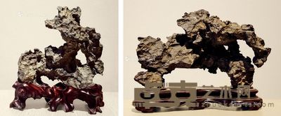 英石山子《瑞麟呈祥》 英石《太平有象》 15×14cm;18.5×24cm