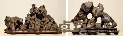 英石文案山子《蓬莱仙山》 灵璧石《疏风漏月》 25×13cm;19.5×27cm