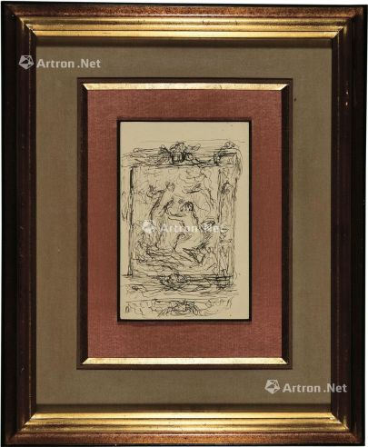 法国印象派画家雷诺阿 《索恩投入罗纳的怀抱》素描稿