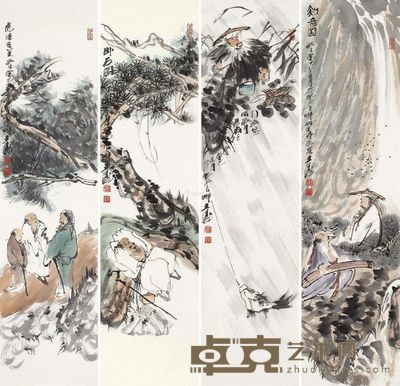 王涛 人物 136×37cm×4