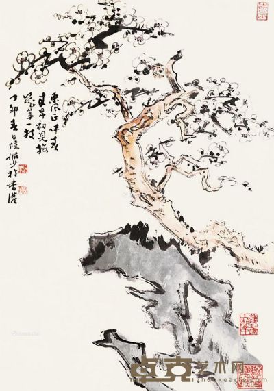 陆俨少 梅花图 68×45cm