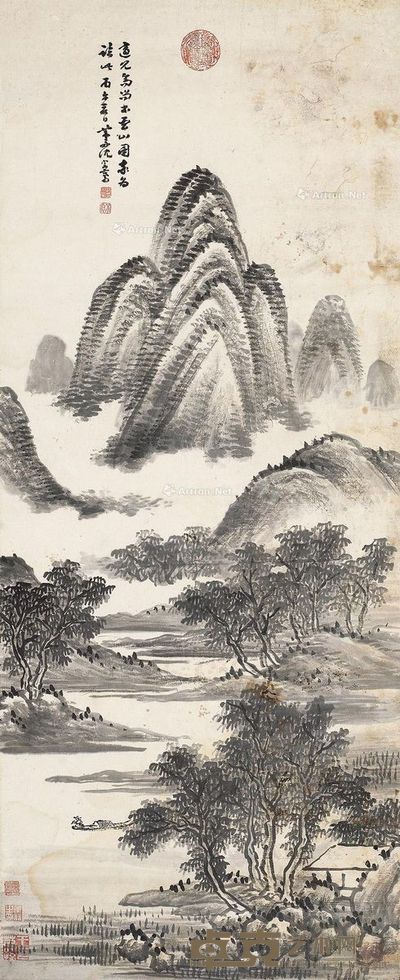 沈宗骞 山水 109×45cm