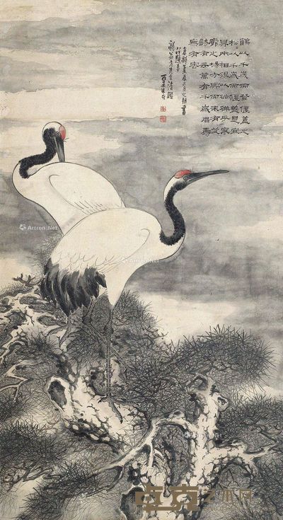 朱夰 松鹤图 181×89cm